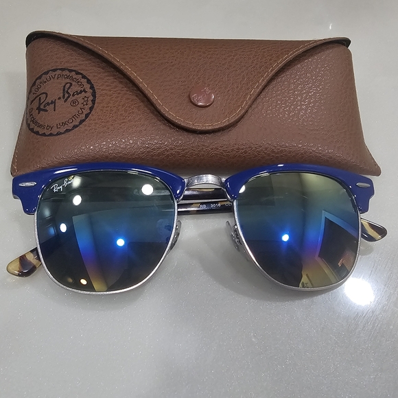Ray-Ban Clubmaster Flash Sunglasses in Multi with Blue mirrored tinted lenses - Picture 3 of 5